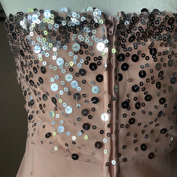 Strapless Light Pink Sequin Dress - Picture 3 of 5
